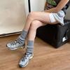 Conjunto de punto de lana con rayas verticales trenzadas de estilo coreano para Otoño e Invierno, versátil, adelgazante, con pie de stirrup, calcetines de ballet