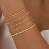 Set de pulseras transfronterizas europeas y americanas, joyería minimalista bohemia, cadena de metal, cadena multicapa para mujer, set de 5 pulseras
