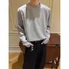 Camiseta de Manga Larga con Cuello Redondo, Patchwork de Canalé, Nueva Colección Otoño 2026, Top Holgado de Talla Grande Estilo Americano Moderno, Camiseta para Hombre de Marca de Moda
