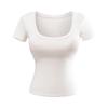Dulce y Picante Almohadilla para el Pecho Moldeadora Anti-Exposición Camiseta Adelgazante de Cintura Deseo Puro Celebridad de Internet Versátil Top de Color Sólido