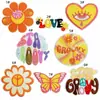 Parche de tela estilo bohemio con bordado de girasol y mariposa en color amarillo-naranja, parche decorativo, insignia bordada, accesorio para ropa