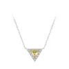 Conjunto de Brincos e Pingente Corrente Clavícula Triângulo Dourado Diamante Sintético Prata de Lei S925 Versátil Moda Joias de Alto Padrão