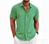 Camisas de Lino para Hombre, Camisetas Retro de Manga Corta, Camisas Sueltas de Talla Grande para la Playa
