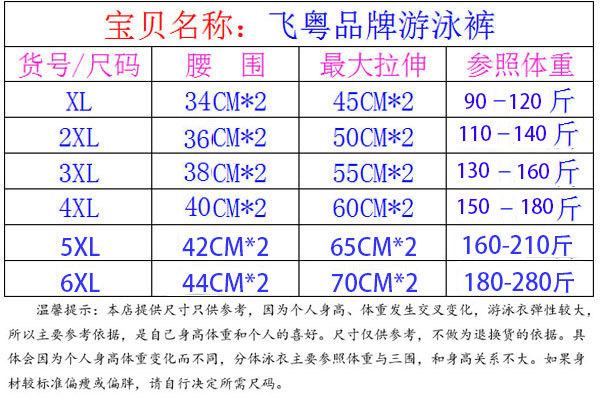 2023成人泳裤尺寸表