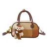 Bolsa de Mão Suede Color-blocking Bolsa Bowling Feminina 2026 Nova para o Trabalho Estilosa Nicho Sensação de Luxo Bolsa Transversal