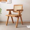 Silla de comedor nórdica de ratán de madera maciza con respaldo para uso doméstico, ideal para oficinas, ideal para personas sedentarias y que no se cansan.
