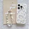 Capa floral azul e branca adequada para Huawei P80 com cordão, capa para celular Nova15, Mate80ProMax, Honor X70, alto valor estético