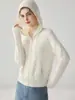 Cárdigan de Punto Casual Relajado Kangsai Ni 100% Cachemira Pura para Mujer, Tejido Trenzado, Cremallera, Ropa de Abrigo, Suéter con Capucha