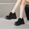 Zapatos Birkenstock de Suela Gruesa de 10 cm para Mujer, Nuevos Zapatos con Cordones para Primavera y Otoño, Zapatos de Plataforma Negros de Moda y Versátiles para Mujer