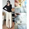 Jeans macio de algodão de fibra longa de Xinjiang, calça banana, jeans versátil que emagrece, calça casual para mulheres, tamanho 26, novo outono X0901N