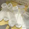 Meias finas brancas estilo ballet para primavera e verão, meias de renda para mulheres, meias de algodão respiráveis que absorvem o suor, meias invisíveis de cano baixo para mulheres