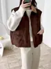 Chaqueta Corta sin Mangas de Lana de Cordero con Cuello Estilo Coreano para Mujer Otoño/Invierno Chaleco Acolchado de Aspecto Súper Bueno Ropa de Algodón Capa para Hombro