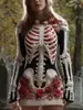 Sitio independiente transfronterizo internacional Vestido ajustado de calavera para mujer gótica Disfraz de Halloween Vestido de corte ceñido