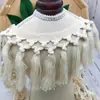 Franjas de Algodão Bege, Fio de Algodão e Bigodes Amarrados de Linha de Algodão, Bigodes de Vassoura Pequena, Renda de Franja Alargada