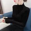 Camiseta interior para mujer, cuello semi-alto, suéter de ropa interior, novedades de otoño para mujer, manga larga, corta, tejido de punto, top de principios de otoño