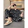 Pijama de verano para hombre, 100% algodón, talla grande, manga corta, holgado, estilo coreano, para el hogar, con rayas finas.