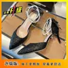 Zapatos de Salón Individuales de Lentejuelas y Cristal Zapatos de Boda Ropa Exterior 2026 Verano Nuevos Franceses Huecos Punta Fina Tacón de Aguja Plataforma Impermeable Tacones Altos Mujer