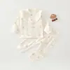 Conjunto Separado de Algodón Puro para Bebé Niña Estilo Dulce Primavera y Otoño Ropa de Casa Cuello de Muñeca Traje de Cintura Alta Cárdigan para Bebé Pijama