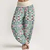 Pantalones Casuales Versátiles de Moda Estilo Nuevo 3D Estampado Digital Europeo y Americano Transfronterizo Pantalones Tailandeses para Mujer de Algodón Puro Estampado Directo Pantalones Largos de Primavera y Verano