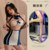 Nueva Lencería Sexy Tentación Femenina Uniforme Ruta Romántica Falda de Cadera Juego de Rol Traje de Azafata Traje de Pasión