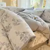Juego de Cuatro Piezas de Algodón Cepillado Grueso Original para Otoño e Invierno con Funda de Edredón Estampada Nuevo Estilo 2025, Sábana Plana y Sábana Ajustable Juego de Cama de Tres Piezas