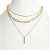 Cadena de Perlas Oceánicas de Venta Caliente Transfronteriza Europea y Americana Cadena para Clavícula de Mujer Colgante de Estrella de Mar y Concha Collar Multicapa Apilable Venta al por Mayor