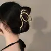 Pinza de Metal Minimalista para el Cabello para Mujer, Pinza de Tiburón de Aleación Curva para la Parte Posterior de la Cabeza, Pasador Geométrico Grande