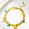 Cadena de Acero Inoxidable Transfronteriza Europea y Americana, Pulsera de Ojo de Diablo Moderna y Versátil, Pulsera Redonda Romana de Acero de Titanio para Mujer