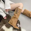 Botas Largas de Mujer con Punta Fina y Tacón Cuña para Personas Petitas, con Pantorrilla Ancha, Debajo de la Rodilla y Diseño de Caña Alta, Adecuadas para Montar