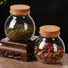 Potes de Armazenamento para Cozinha, Potes Domésticos para Chá de Flores, Latas de Chá com Rolha de Cortiça, Potes de Barriga Grande, Potes de Armazenamento de Grãos, Recipientes de Armazenamento Redondos