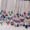 Corrente de Clavícula Versátil de Cristal Cravejado de Diamantes de Alta Qualidade, Corrente para Suéter Necklace Geométrica de Coração de Zircônia de Vidro Totalmente Diamantada de Luxo Leve