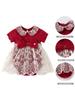 Ropa de Bebé Vestido de Verano Falda Envolvente de Malla Dulce rojo vino Estilo Occidental Recién Nacido Cien Días de Edad Regalo