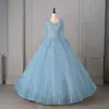 2026 Novo Transfronteiriço Inverno Europeu e Americano Vestido de Casamento Moda Renda Manga Longa Vestido de Noite Exame de Artes Cênicas Bainha Grande Saia Bufante