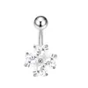 Piercing de Umbigo de Aço Inoxidável Transfronteiriço Coração de Pêssego Inlaid com Zircônia Super Brilhante Moda Luxo Leve Haste Torcida Joia para Piercing