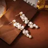 Pendientes Largos de Perlas Vintage Europeos y Americanos de Alta Resistencia, Elegantes y con Estilo, Pendientes Audaces y Grandiosos para Mujer, con Diseño Único