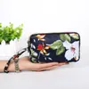 Porta-moedas Feminino Longo Tecido Clutch Três Camadas Zíper Carteira Feminina Grande Capacidade Bolsa para Celular