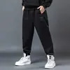 Pantalones casuales gruesos con forro de polar para hombre de talla grande, de estilo moderno de invierno, corte holgado para hombres altos y corpulentos, pantalones deportivos estilo jogger