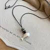Collar geométrico redondo de cordón de cuero minimalista estilo coreano con circonita, cadena única para la clavícula, accesorio de moda, casual y versátil