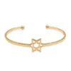 Pulseira Popular Europeia e Americana de Estrela de Seis Pontas Vazada Pulseira Simples Aberta Versátil Pulseira de Estrela de Cinco Pontas Fabricante Atacado