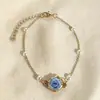 Pulsera Azul Glaciar Perla Rosa de Subcultura Transfronteriza, Joyería de Estilo Nicho para Mujeres, Regalo para Mejor Amiga o Novia