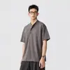 Camiseta de Manga Corta con Cuello Henry Minimalista de Gama Alta Estilo Chino para Hombre, Nueva Moda Primavera/Verano, Estilo Old Money, Camiseta Versátil