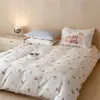 Conjunto de cama de quatro peças, espesso, 100% algodão, escovado, com 60 peças, apresentando um padrão floral francês vintage de algodão puro, adequado para outono e inverno