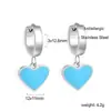 Pendientes de Gota de Aceite en Forma de Corazón de Venta Caliente Transfronterizos Diseño Ins Pendientes de Corazón Dulce Color Melocotón Pendientes de Acero Inoxidable para Mujer