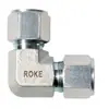 Conector Intermedio de Ángulo Recto Roke Brand Acero al Carbono Galvanizado Imperial de una Sola Virola Roscado Unf