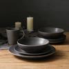 Vajilla de Cerámica Occidental de Color Sólido, Taza para Desayuno para el Hogar, Plato Hondo para Sopa, Plato para Bistec, Juego Negro Puro Más Vendido en Amazon
