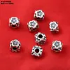 Plata de ley tubo doblado flor pequeña cuadrada 99 pies accesorios de plata retro hacer viejo 3D plata dura murciélago calabaza DIY materiales hechos a mano