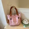 Bolso de lona de color liso para mujer 2026, bolso de hombro de gran capacidad, bolso tote elegante para estudiantes, bolso de mano y bolso cruzado