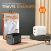 Carregador de Celular Rápido 33W de Porta Dupla USB+Type-C 5V2A Padrão Europeu e Americano Cabeça Inteligente Pd