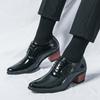 Sapatos de couro de salto alto pontudo masculinos plus size, estilo coreano, estilo britânico, casual, para negócios, sapatos de casamento com aumento de altura, sapatos de couro