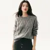 Colección Otoño 2026: Suéter de punto trenzado con cuello redondo de cachemira para mujer, corte holgado, estilo relajado, capa base